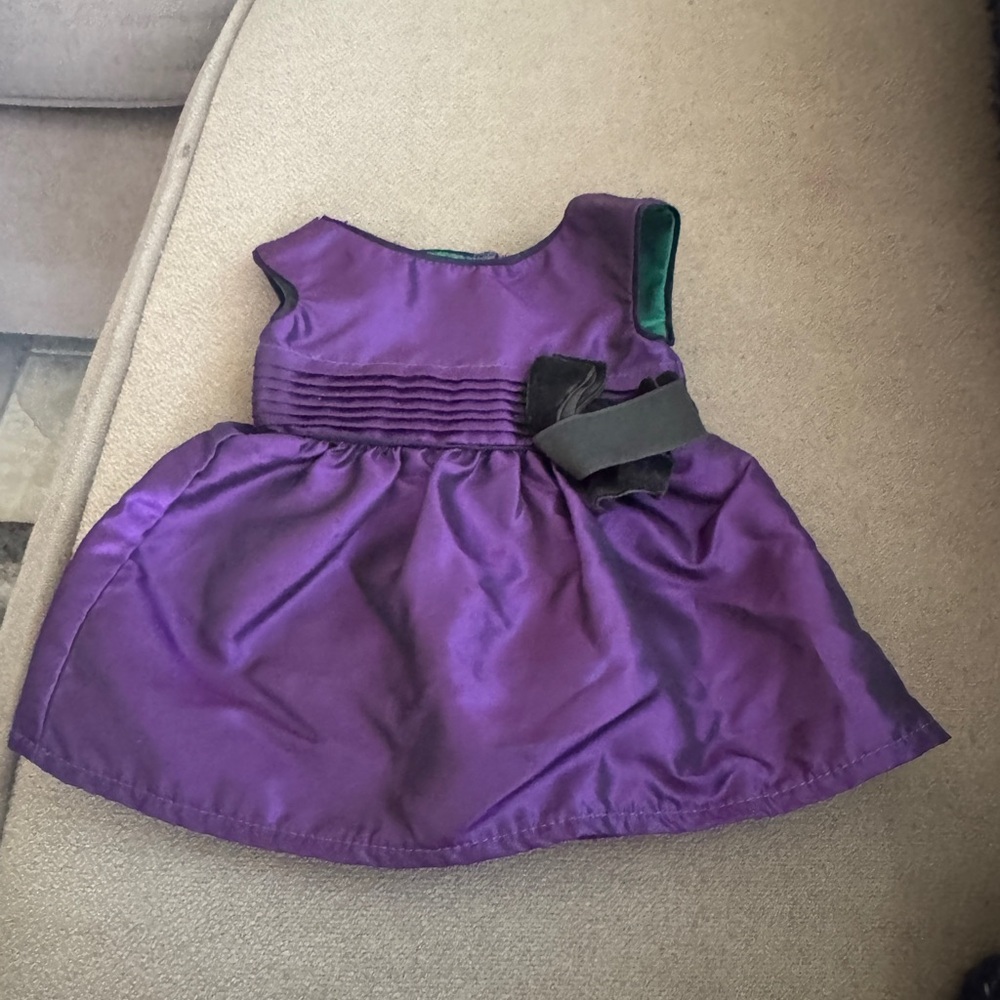 American Girl Fancy Purple Satin Dress with Bow‎